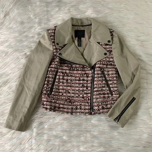 J.Crew Collection Tweed & Khaki Motorcycle Jacket